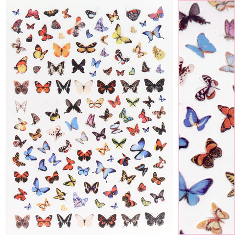 Trendy Butterfly Nail Art Sticker / Lucky Blue Monarch Red Black White