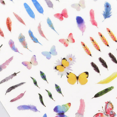 Daily Charme Trendy Butterfly Nail Art Sticker / Feather Floral Summer