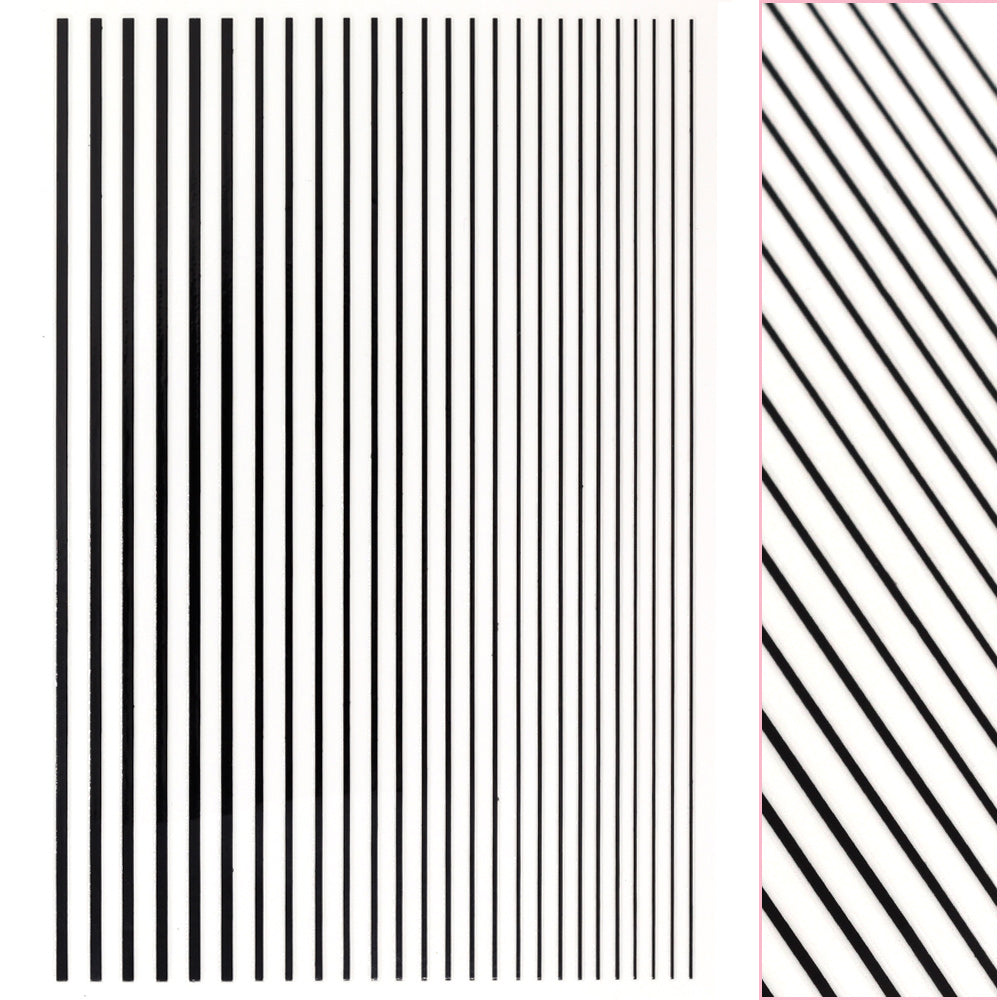 Daily Charme Thin Lines Nail Art Sticker / Black Geometric Stripes