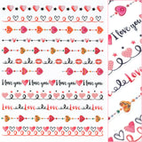 Valentine Nail Art Sticker / Linked Hearts Pink I Love You Design