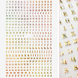 Small Typography Nail Art Sticker / Holographic Gold Letter Alphabets Design