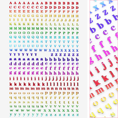 Small Typography Nail Art Sticker / Rainbow Metallic Letters