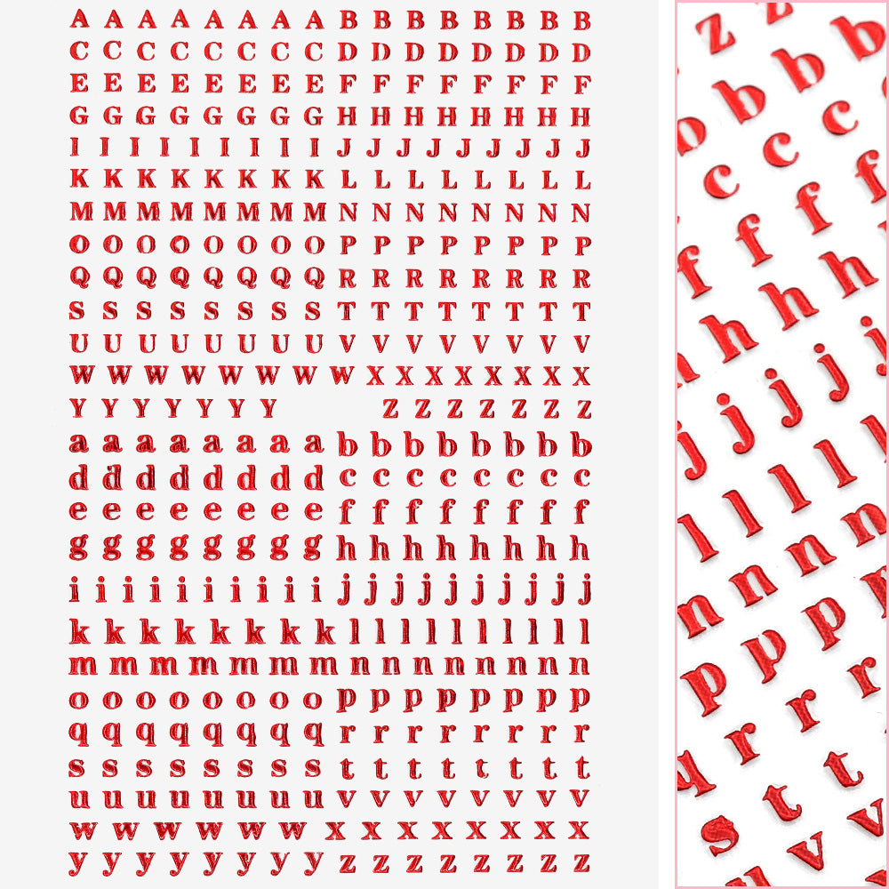 Small Typography Nail Art Sticker / Red Metallic Valentine