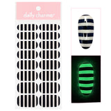 Glow In The Dark Nail Wrap / Stripes Black White Nail Sticker Fashion GenZ