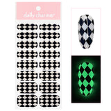 Glow In The Dark Nail Wrap / Diamond Argyle Pattern Nail Sticker Trendy