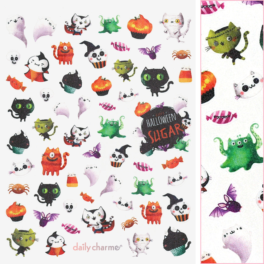 Spooky Halloween Nail Art Sticker / Spooky Treats Candy Cupcake Monsters