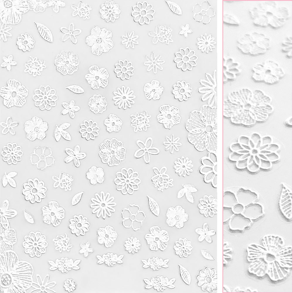 Premium 3D Embossed Nail Art Sticker / Crochet Flowers