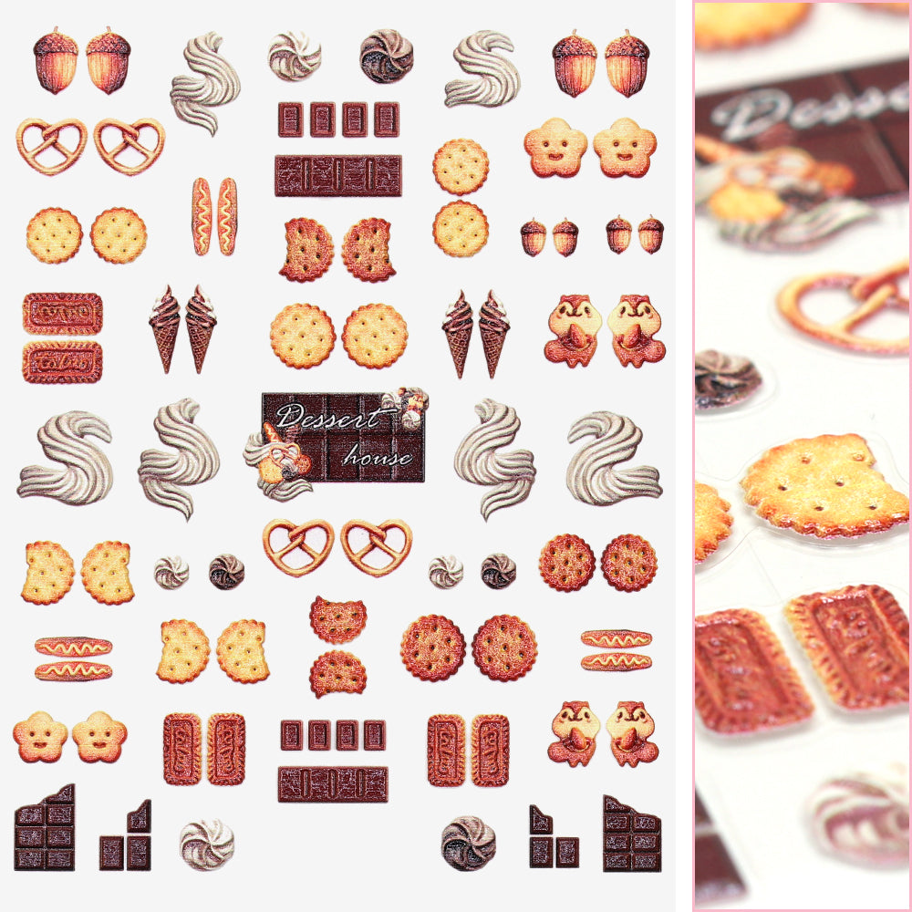 Daily Charme Premium 3D Embossed Nail Art Sticker / Sweet Bakery