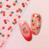 Premium 3D Embossed Nail Art Sticker / Red Cherries