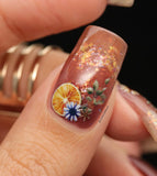 Floral Nail Art Sticker / Fruit Tea Summer Autumn Nail Design Lemonade