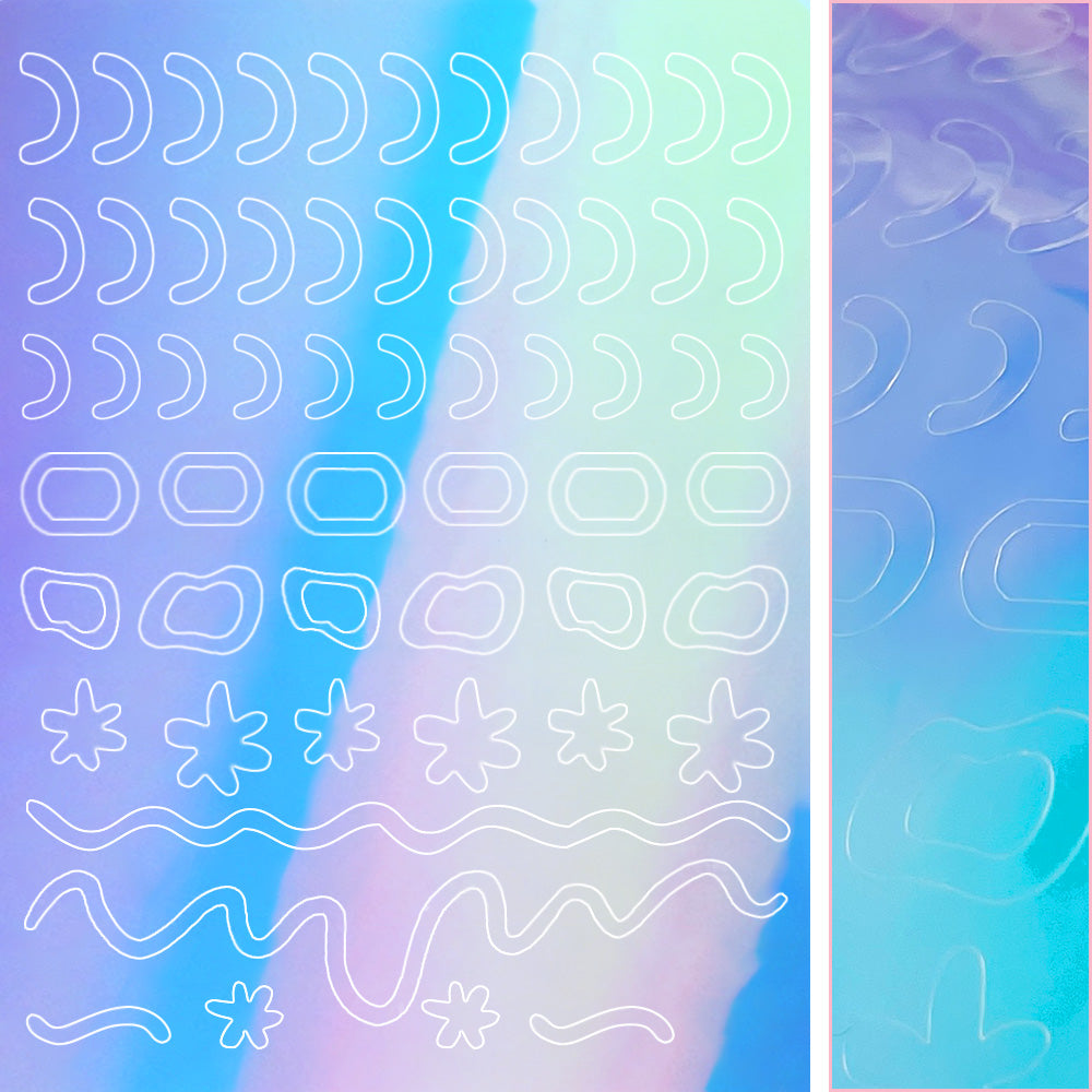 Iridescent Aurora Nail Art Sticker / Retro Squiggles