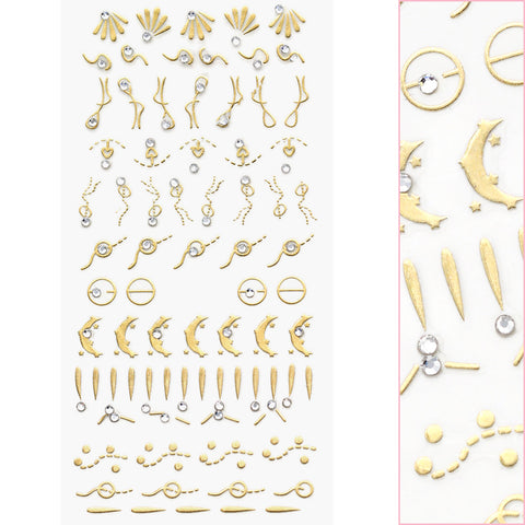 Bejeweled Nail Art Sticker / Abstract / Gold