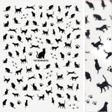 Kawaii Nail Art Sticker / Cat Silhouette Black Kawaii Cute Design