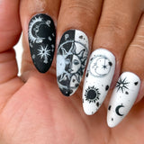 Chic Nail Art Sticker / Celestial Magic / Black Moon Sun Design Trendy Mystical