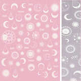 Chic Nail Art Sticker / Celestial Magic / White Moon Sun Stars Design Trendy Mystical