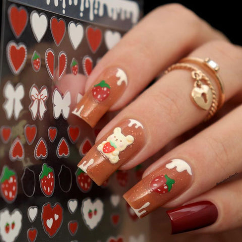 Valentine's Day Aurora Peach Heart Series Nail Art Charms Gold
