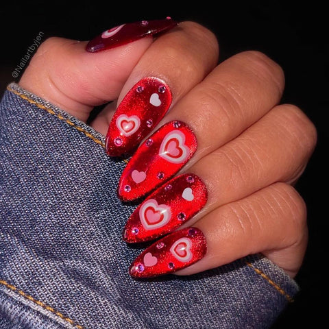 Red Heart Black Heart Nail Art Stickers, Nail Accessories