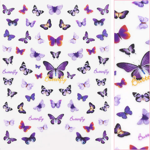Trendy Butterfly Nail Art Sticker / Lavender Purple Butterflies Decal Trendy Cute