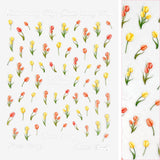 Floral Nail Art Sticker / Sunset Tulips Orange Yellow Flower Decal Trend