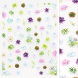 Floral Nail Art Sticker / Succulent Dreams Pink Green Echeveria Plant Lover Decals