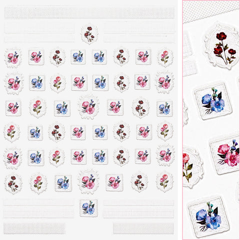 3D Embossed Nail Art Sticker / Lace Framed Flowers