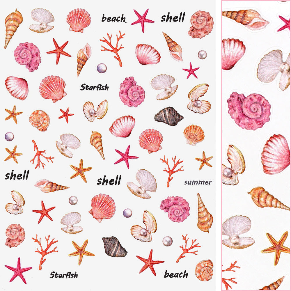 Daily Charme | 3D Embossed Nail Art Sticker / Coral Reef Summer Nails