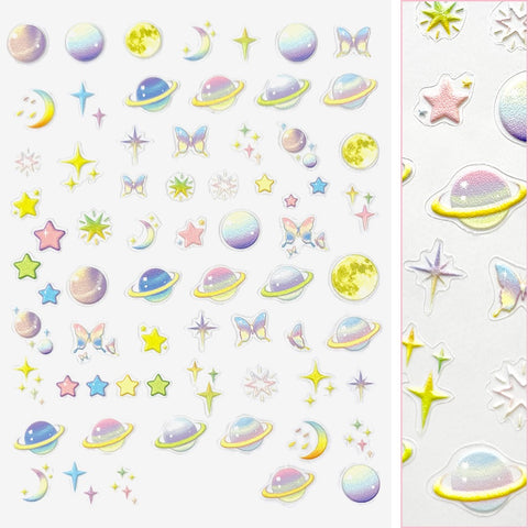 Daily Charme | 3D Embossed Nail Art Sticker / Pastel Galaxy