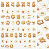 3D Embossed Nail Art Sticker / Biscuit Teddy Bear Nail Decals Kawaii