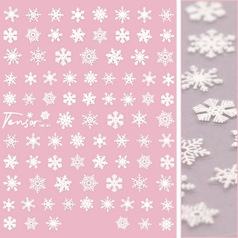 Holiday 3D Embossed Nail Art Sticker / Icy Snowflake White