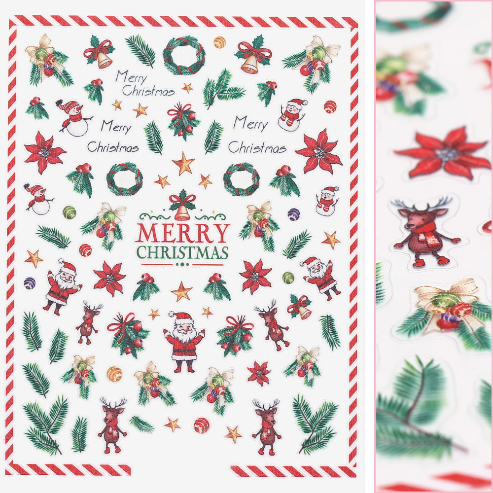 Festive Holiday Nail Art Sticker / Luscious Pine Green Wreath