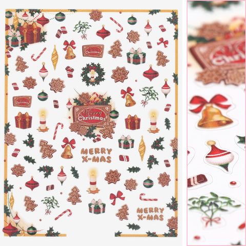 Festive Holiday Nail Art Sticker / Sweet Gingerbread Christmas Presents