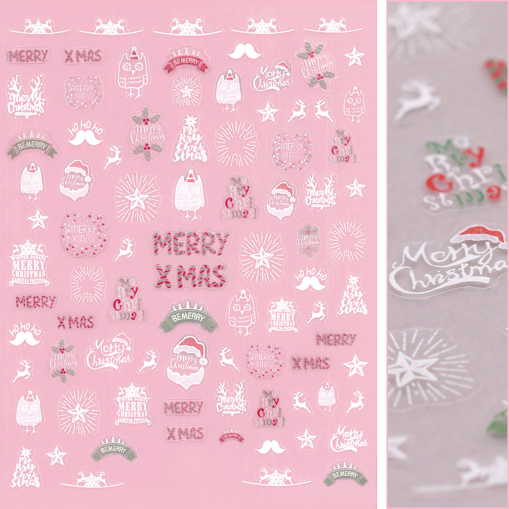 Festive Holiday Nail Art Sticker / White Christmas Owl