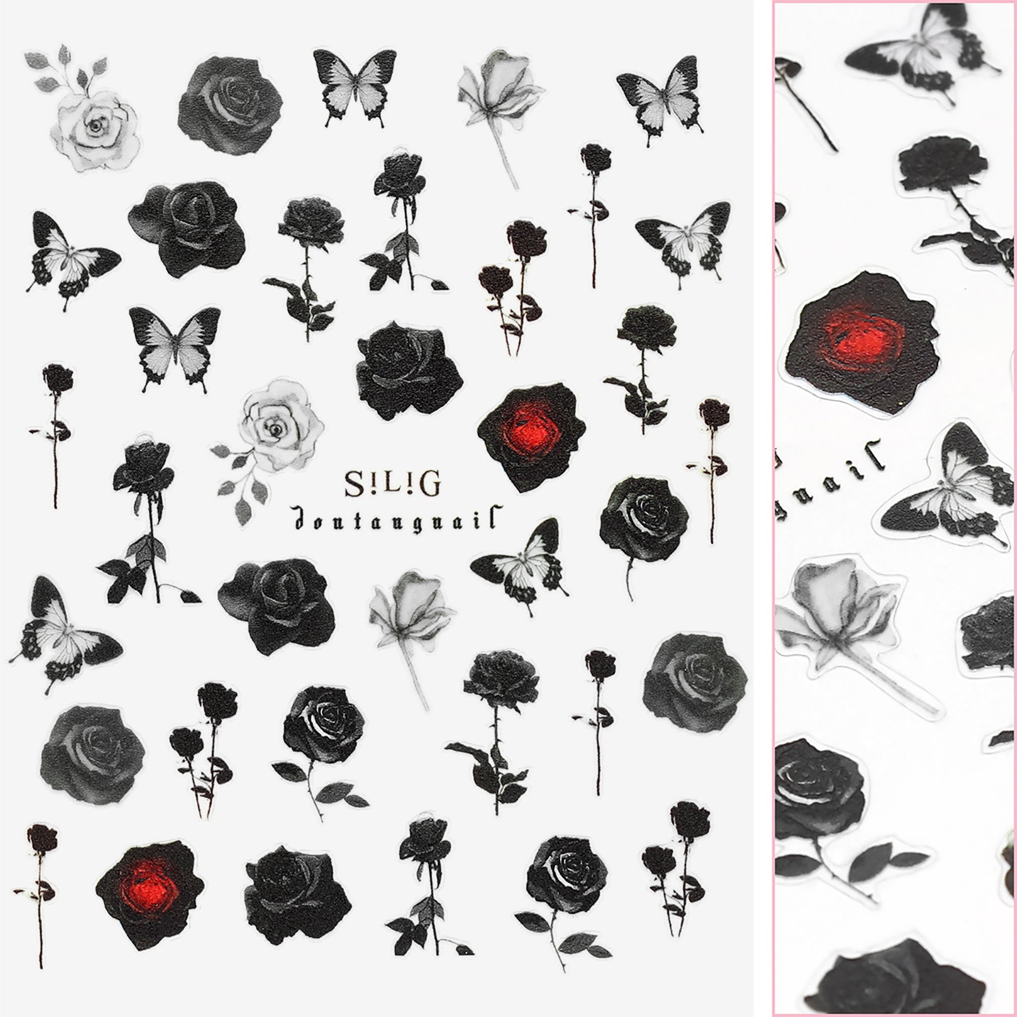 Spooky Halloween Nail Art Sticker / Haunting Blossom Green Black Roses Vampire Design Goth