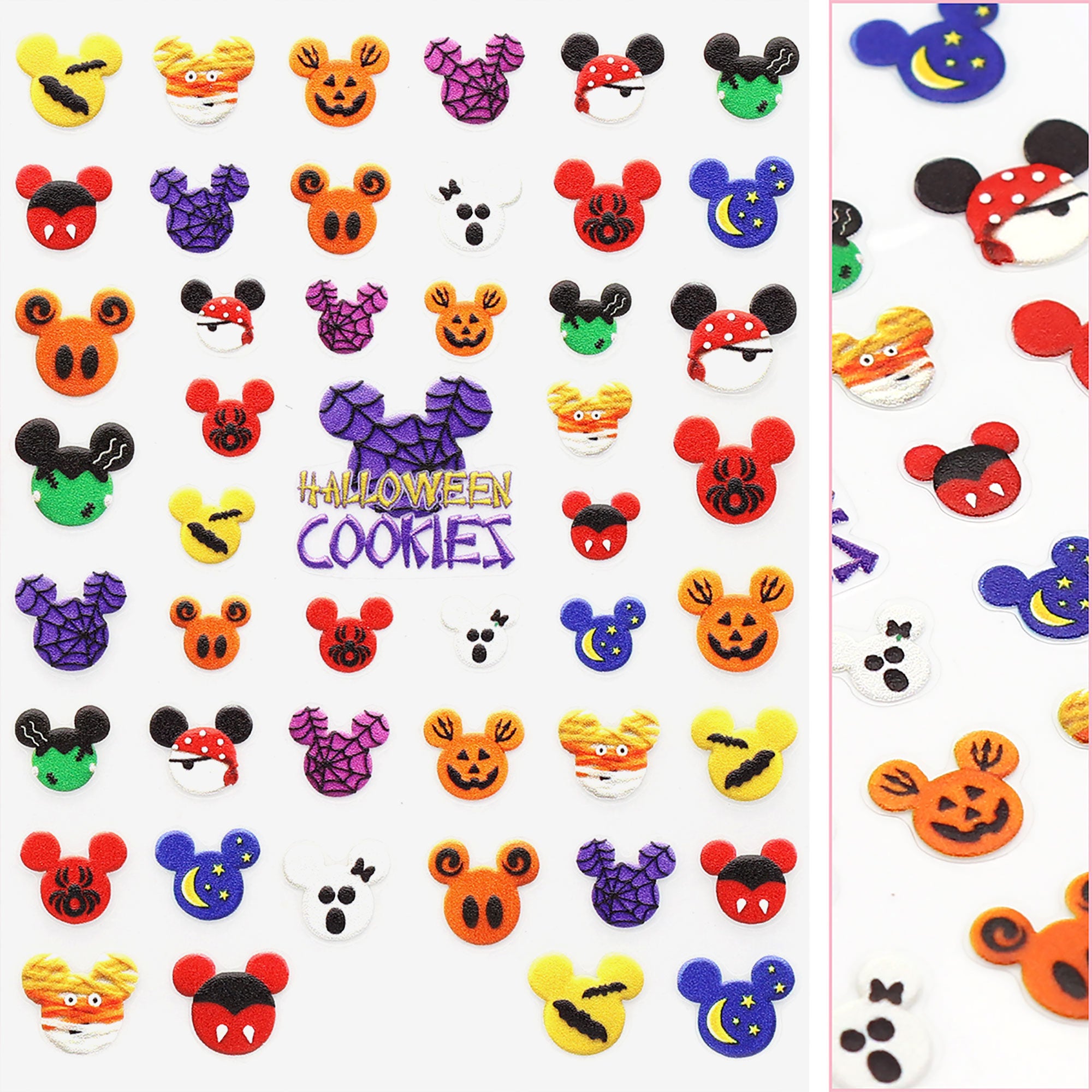 Halloween 3D Embossed Nail Art Sticker / Spooky Mickey Head Cookie Fun 
