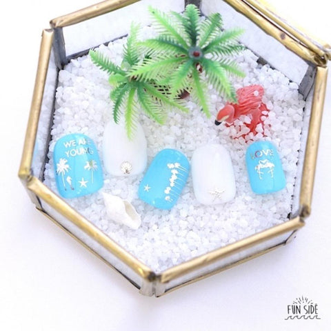 FUNSIDE Japanese Nail Art Sticker / Sea Luau Silver Foil Summer Nail Art