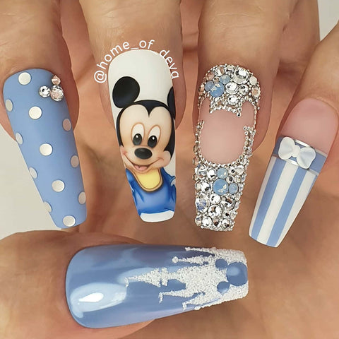 Round Swarovski Air Blue Opal Crystal Rhinestone Disney Mickey Mouse Nail Art