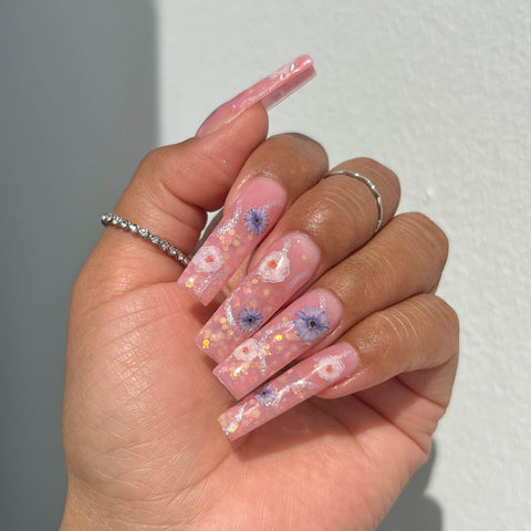 Daily Charme Floral Nail Art Sticker / Blue Blooms Daisy Cosmo Flowers