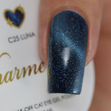 Charme Gel / Cat Eye C25 Luna Dark Blue Polish Galaxy Nail Art