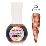 Daily Charme Watercolor Art Ink / 02 Brown Coffee Nail Burnt Newspaper Marble