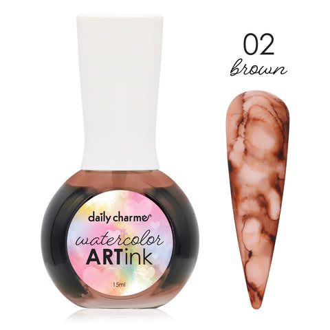 Daily Charme Watercolor Art Ink / 02 Brown Coffee Nail Burnt Newspaper Marble