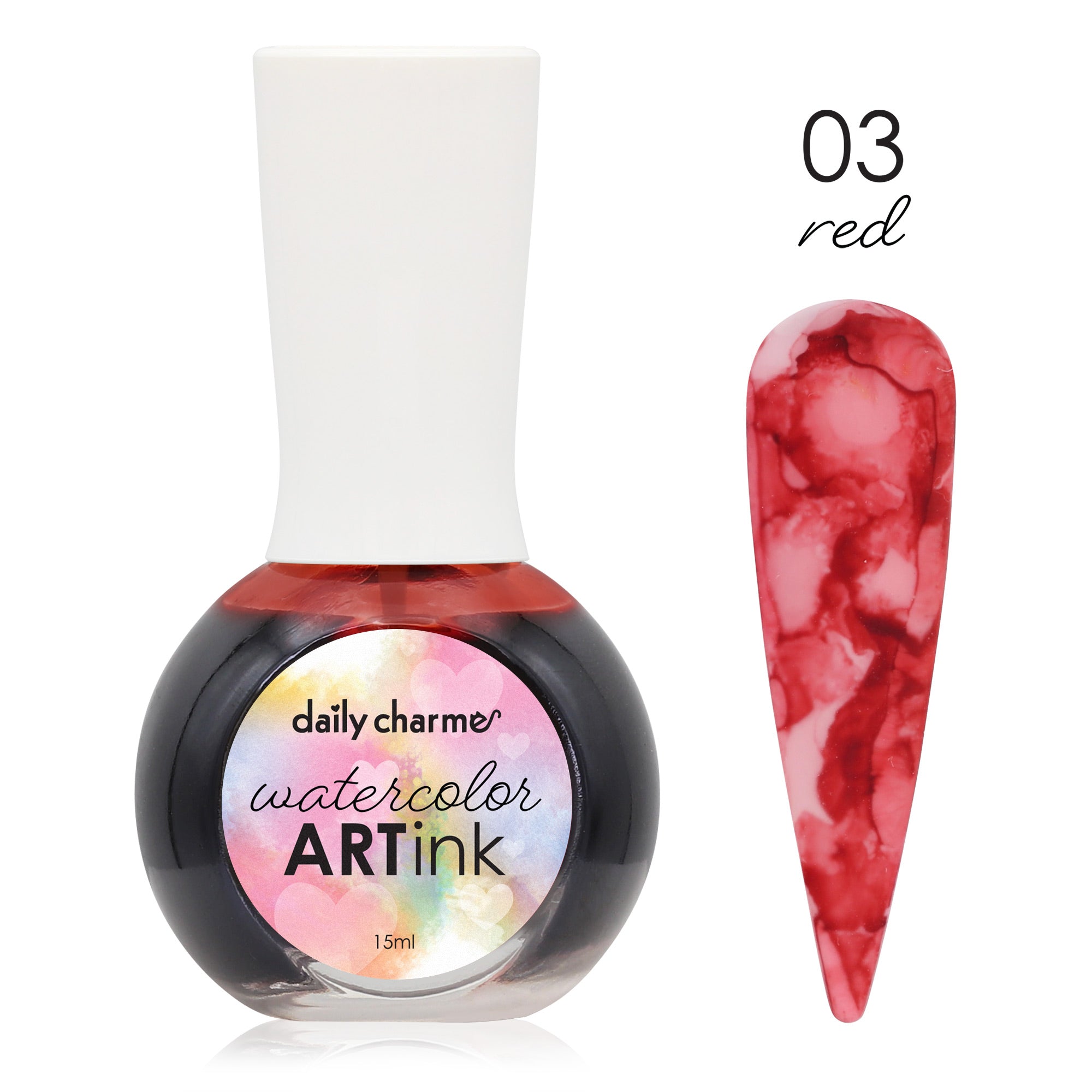 Daily Charme Watercolor Art Ink / 03 Red Nail Design
