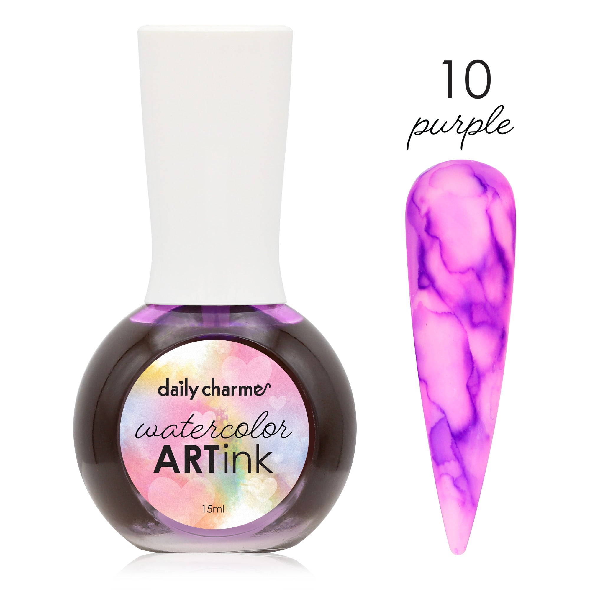 Daily Charme Watercolor Art Ink / 10 Purple Amethyst Marble Nail Design Easy