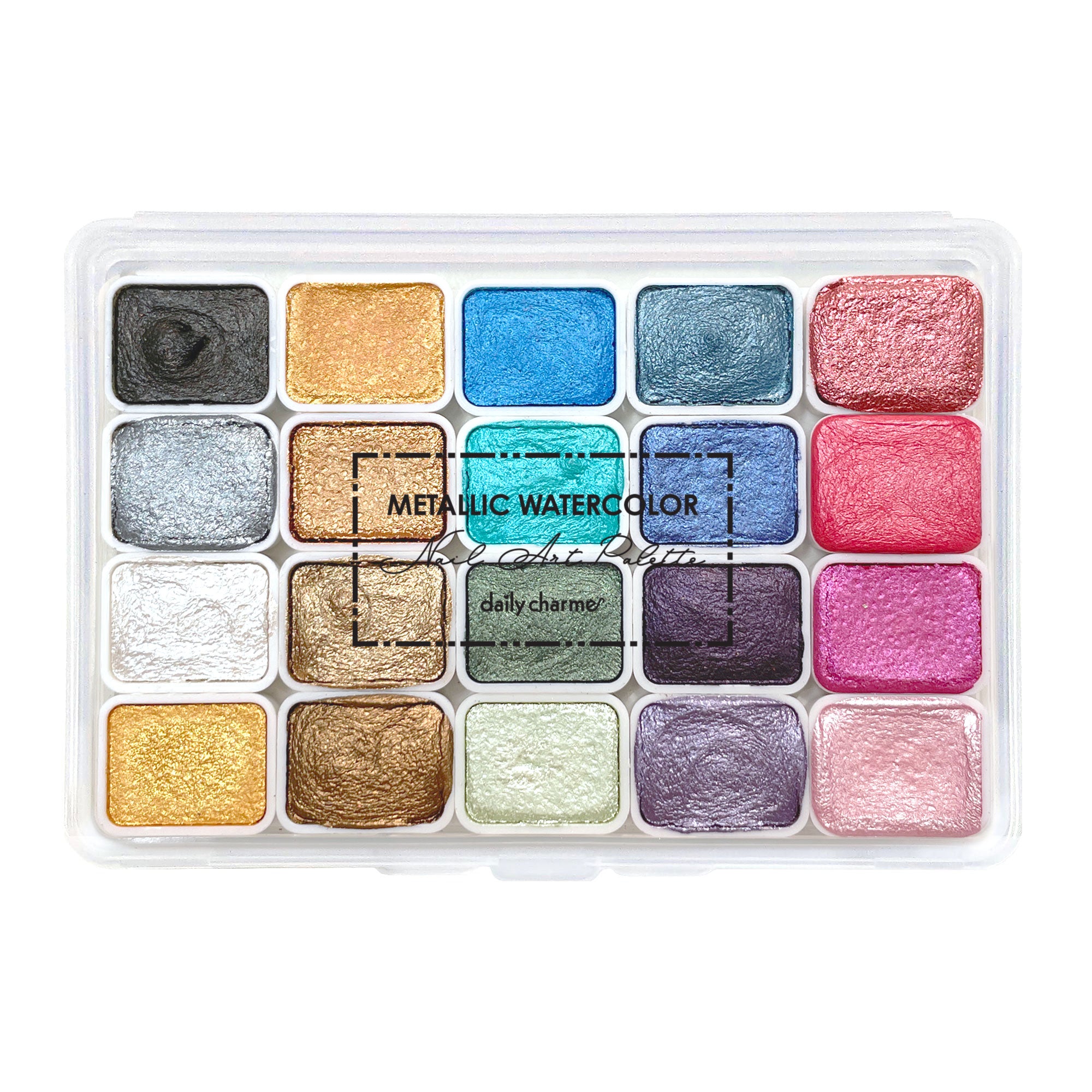 CHARMING MAY Nail Watercolor Paint Set,4 Boxes 48 Colors Shimmer Solid  Watercolor for Nails,Metallic Nail Color Powder,Metallic Powder for Nails