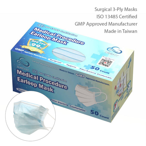 Disposable 3-Ply Surgical Face Masks Made in Taiwan