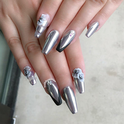 Black Friday Silver Metallic Chrome Nail Powder Mirror Effect Glitter  Chrome Pigment Rubbing Nails Art Decoration Cool Girl