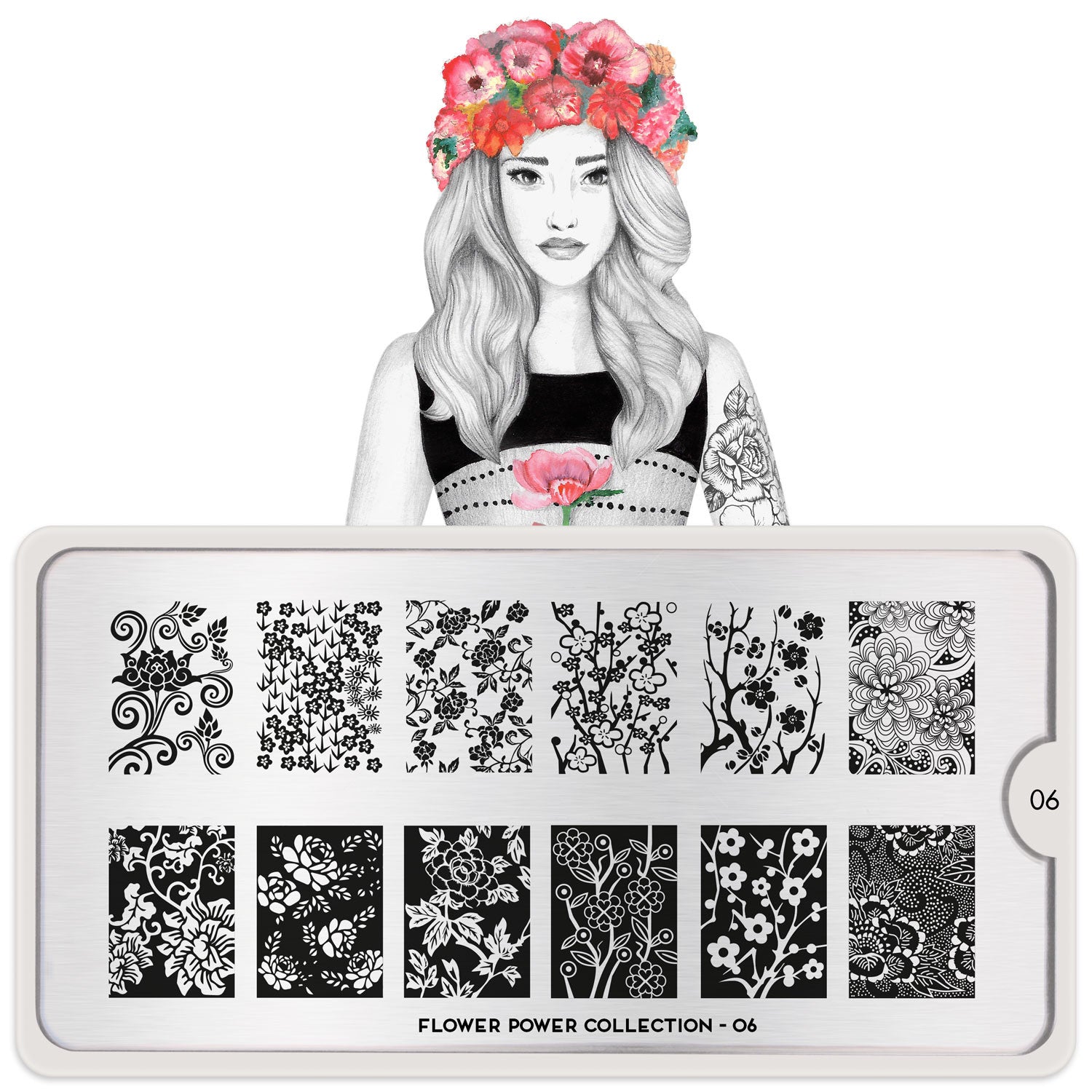 Flower Power 06 - Oriental Floral Prints Palettes Large Moyou London Nail Stamping Plate