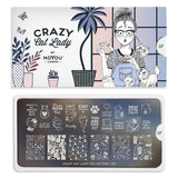 Daily Charme Nail Art Stamping Plate Moyou London Crazy Cat Lady 07 - Pawsitive Vibes