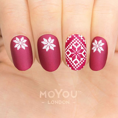 Daily Charme Nail Art Stamping Plate Moyou London Festive 64 - Christmas Knit Patterns