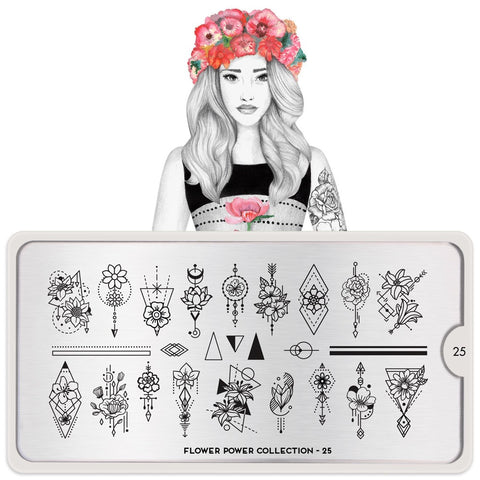 Daily Charme Moyou London Nail Art Stamping Plate Flower Power 25 - Geometric Flowers