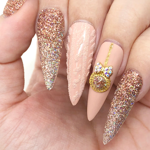romantic rose gold glitter nail art #rose #gold #glitter #nails  #rosegoldglitternails | Nail art, Rose gold nails glitter, Spring nails